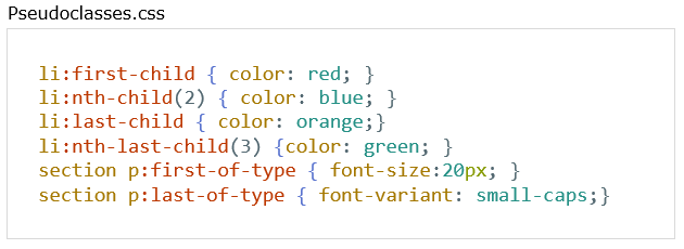 position based pseudo-classes css code