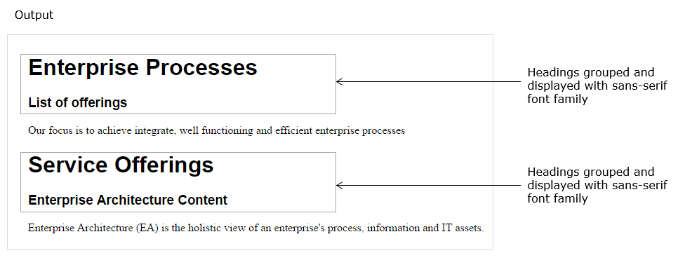 Grouping of Selectors output