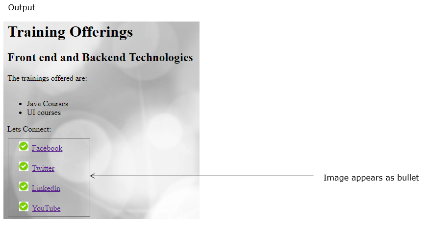 CSS Classification Properties list output