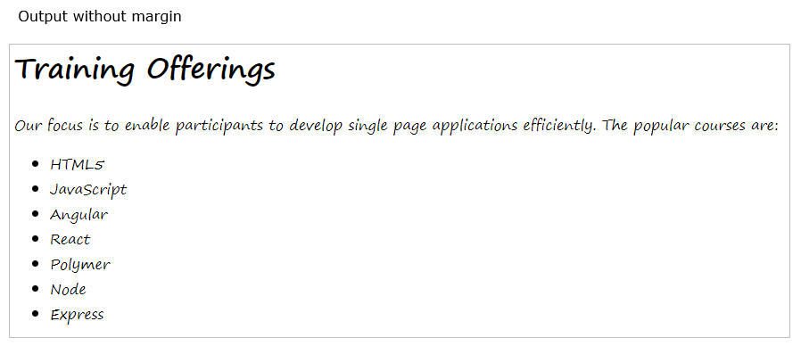 css Output Without Margin