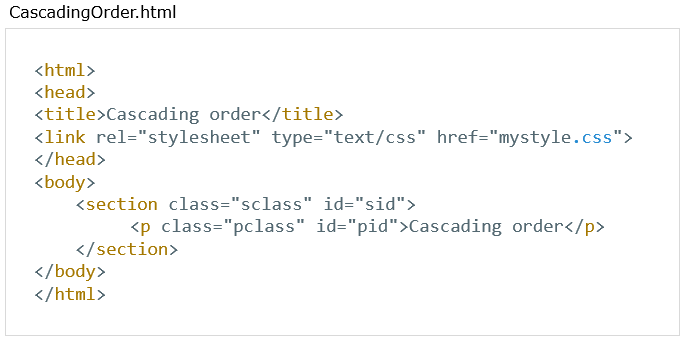 cascading order html code example 3