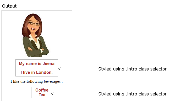 class selector output in css