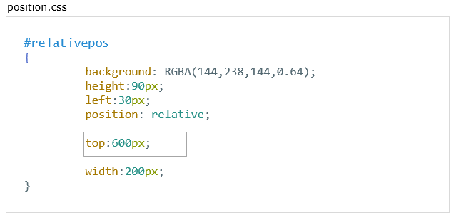 CSS Position Properties css code