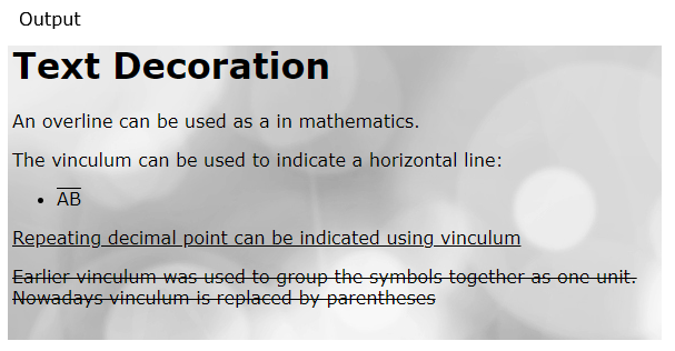 css Text Decoration Output