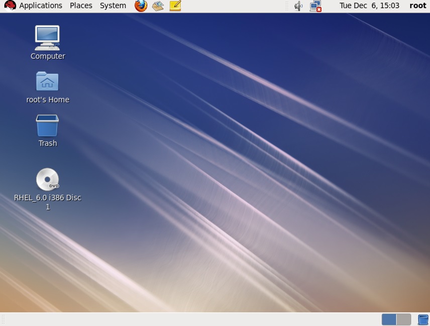 red hat installation desktop screen