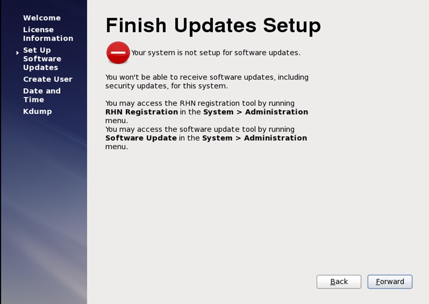 red hat installation finish update setup