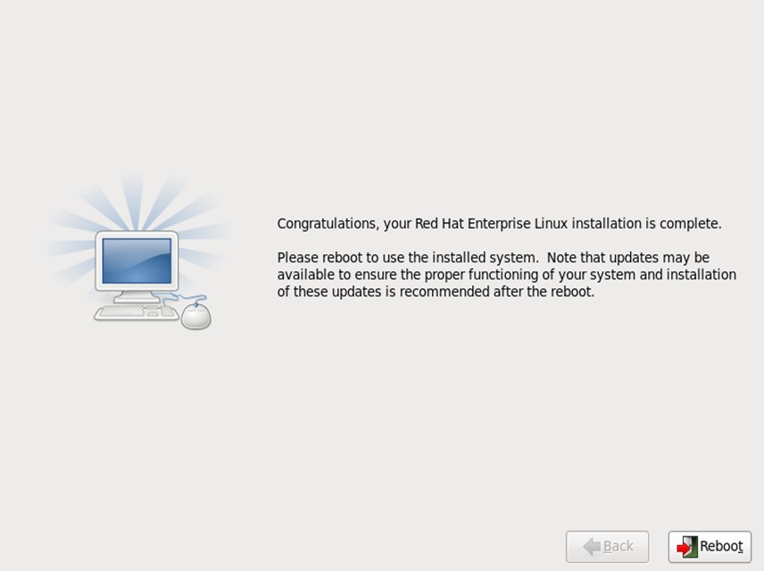red hat installation reboot