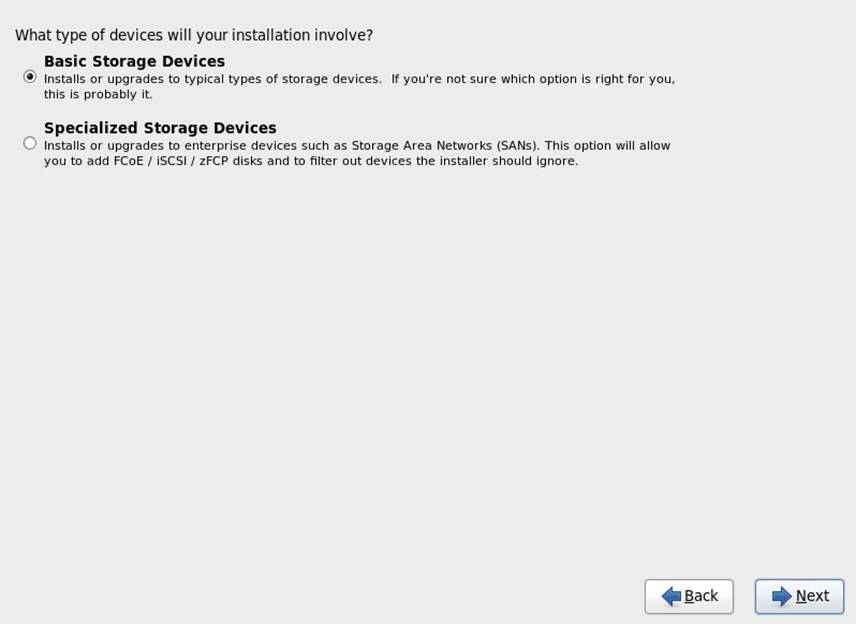 red hat installation select storage devices