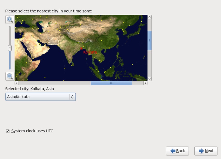 red hat installation select time zone