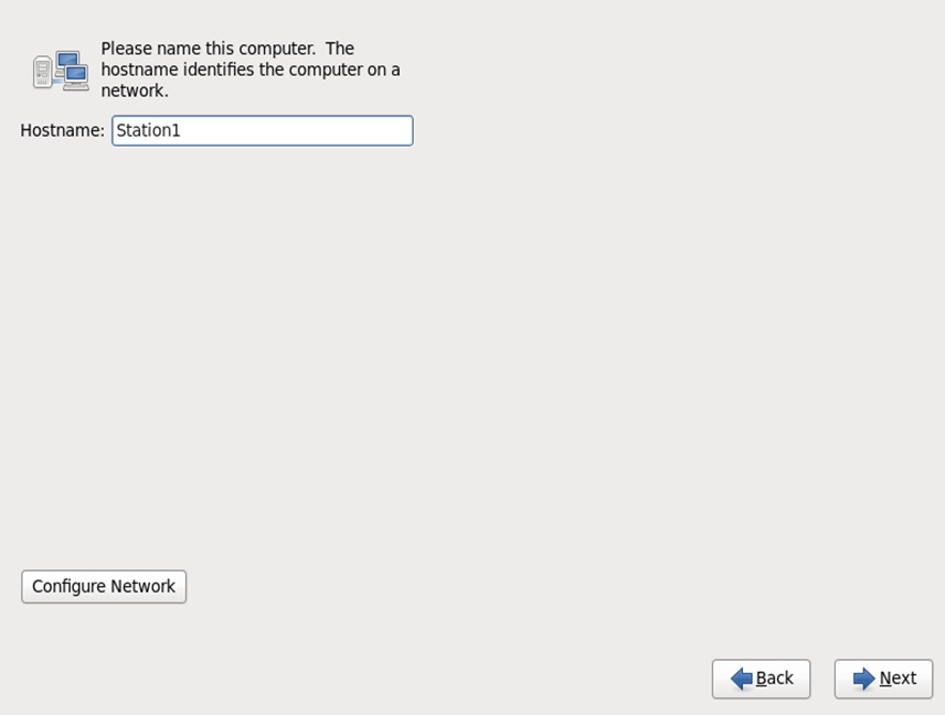 red hat installation type hostname